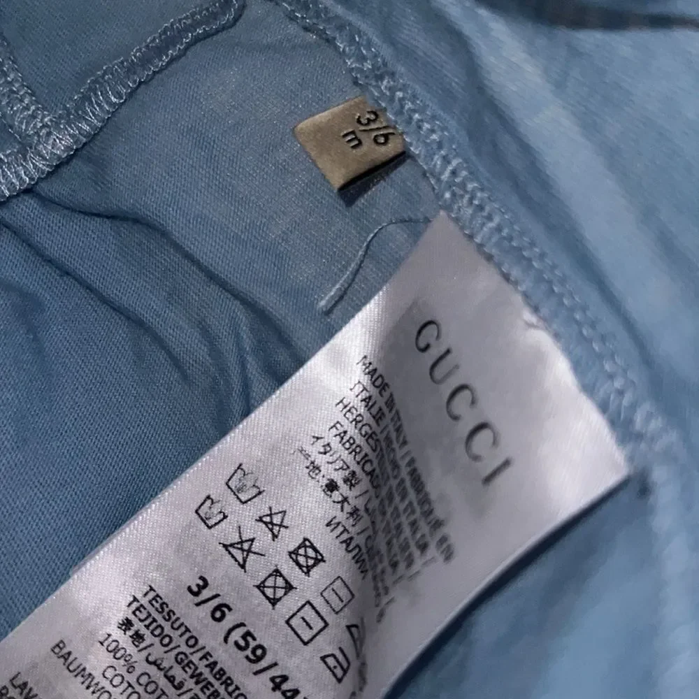 GUCCI BABY BLUE LOGO SHORTIE 3/6M